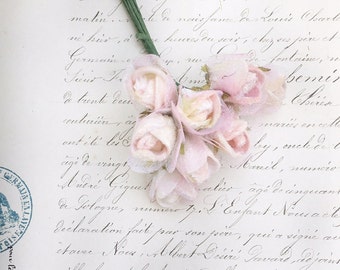 Velvet flowers . Millinery flowers . Rose bud posy. velvet rose posy. velvet buds. vintage rose buds. Vintage millinery .