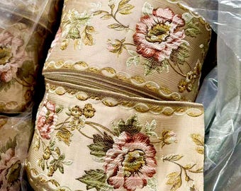 Antique floral french brocade trim for use in all sewing and slow stitch projects, for homewares and costumes.
