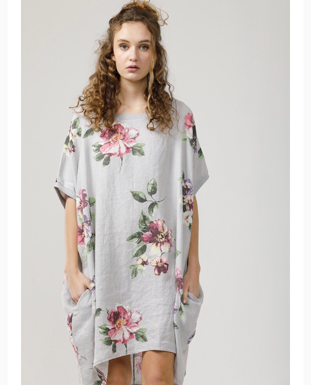 Linen Rosabella Dress. Linen Top . Floral Italian Linen Dress