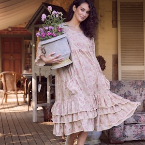 Cymbeline Ruffles and lace floral dress. Dreamy Romantic floral and ruffles dress.