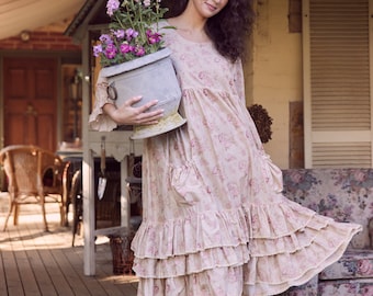 Cymbeline Ruffles and lace floral dress. Dreamy Romantic floral and ruffles dress.