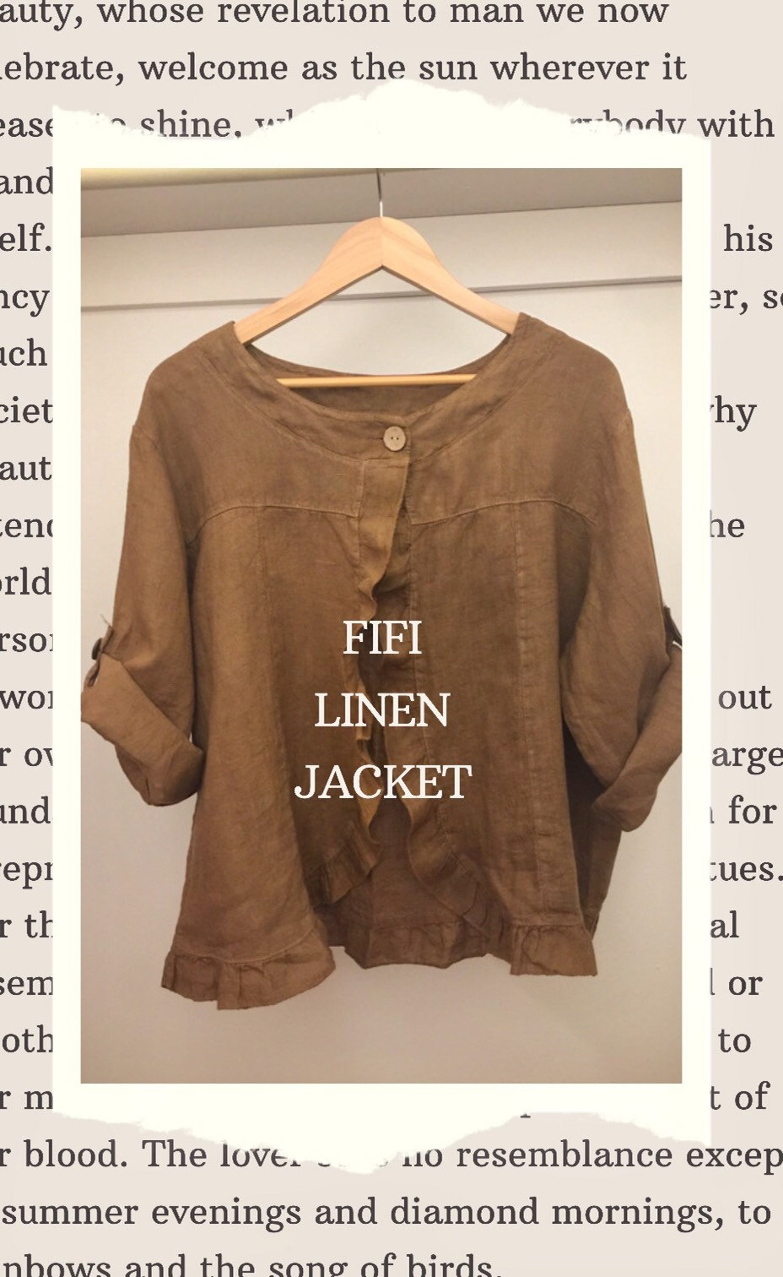 Fifi linen jacket . Linen Ruffled jacket . One size linen | Etsy
