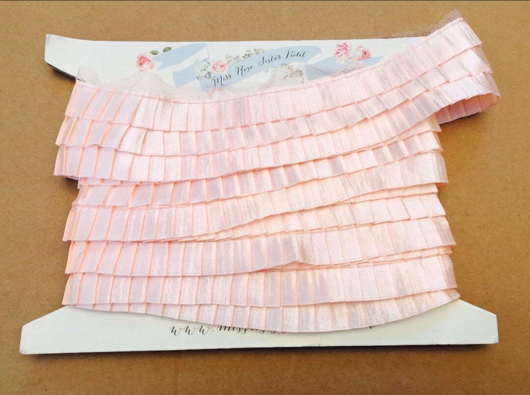 Pleated Satin Trim. Pleated Blush Pink Satin Trim. Embellishing Satin