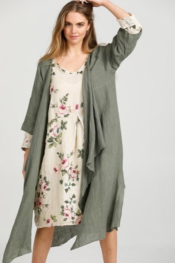Olive green top duster coat