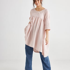 French Smock. Romantic ladies dress in palest pink cotton. French style smock. Oversize dress in Blush. SALE