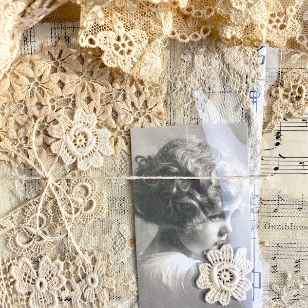 Antique lace pieces for junk journals, snippets, jewelry and card making, scrapbooking and all mixed media crafts, slow stitching