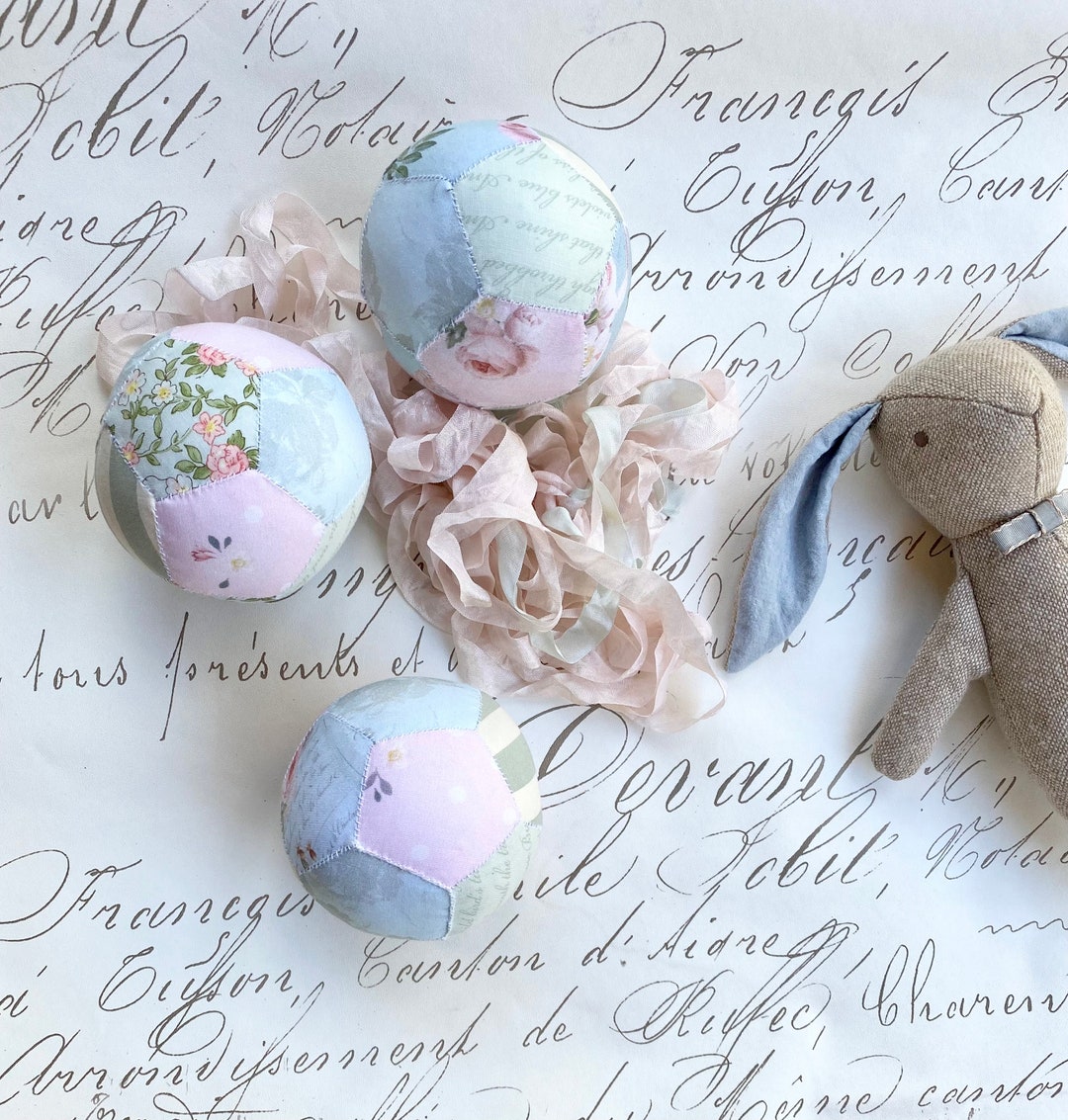 Patchwork Fabric Baby Rattle. Soft Fabric Floral Baby Rattle. Heirloom ...