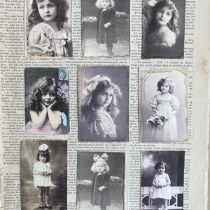 Collezione di cartoline vintage con ragazze. Collezione di 9 affascinanti cartoline vintage con ragazze da utilizzare per scrapbooking, journaling e tutti i lavori artigianali.