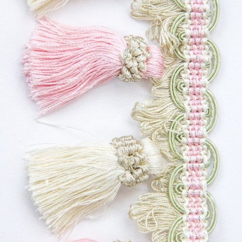 Pastel Tassel Trim. Pastel Pink and Mint Green Tassel Edging Etsy
