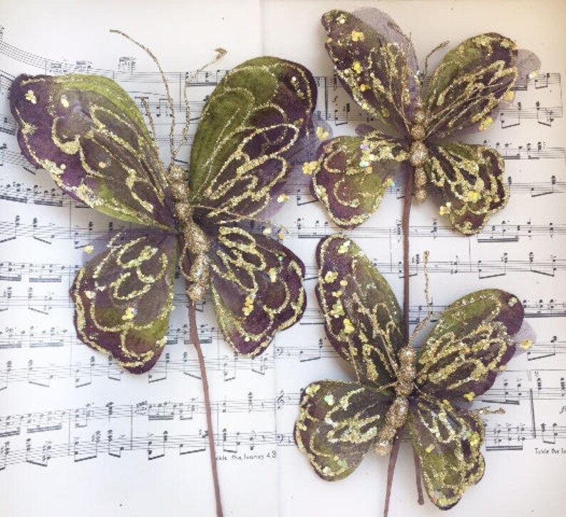 Glitter Butterflies. Velvet Butterflies. Craft Butterflies. Etsy