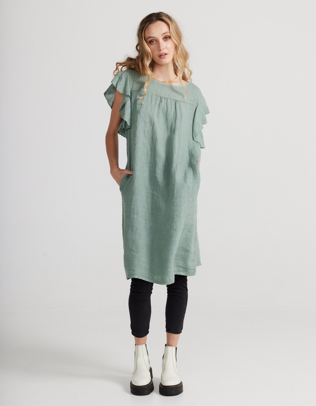 Linen Blend Dress, Poppy Rouge main image 1