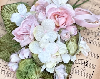 Samt Rose Hortensie Posy, viktorianischer Blumenstrauß