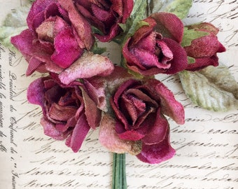 Velvet Rose Posy: Millinery Flower Bouquet