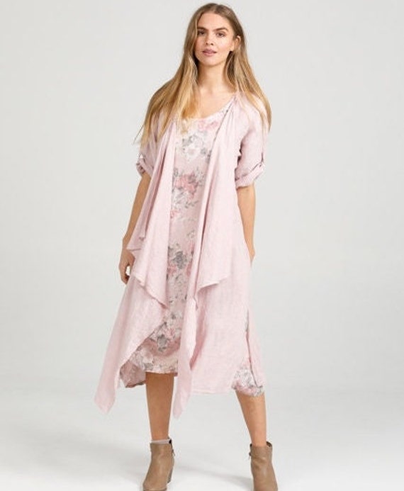 Blush Linen Duster Coat. Romantic Linen Long Coat. Long Linen Jacket. One Size Pale Pink Duster Coat. Etsy Canada
