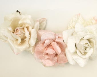 velvet flowers . Millinery flowers . Velvet rose . Vintage flowers . Flower crown . Millinery supply .