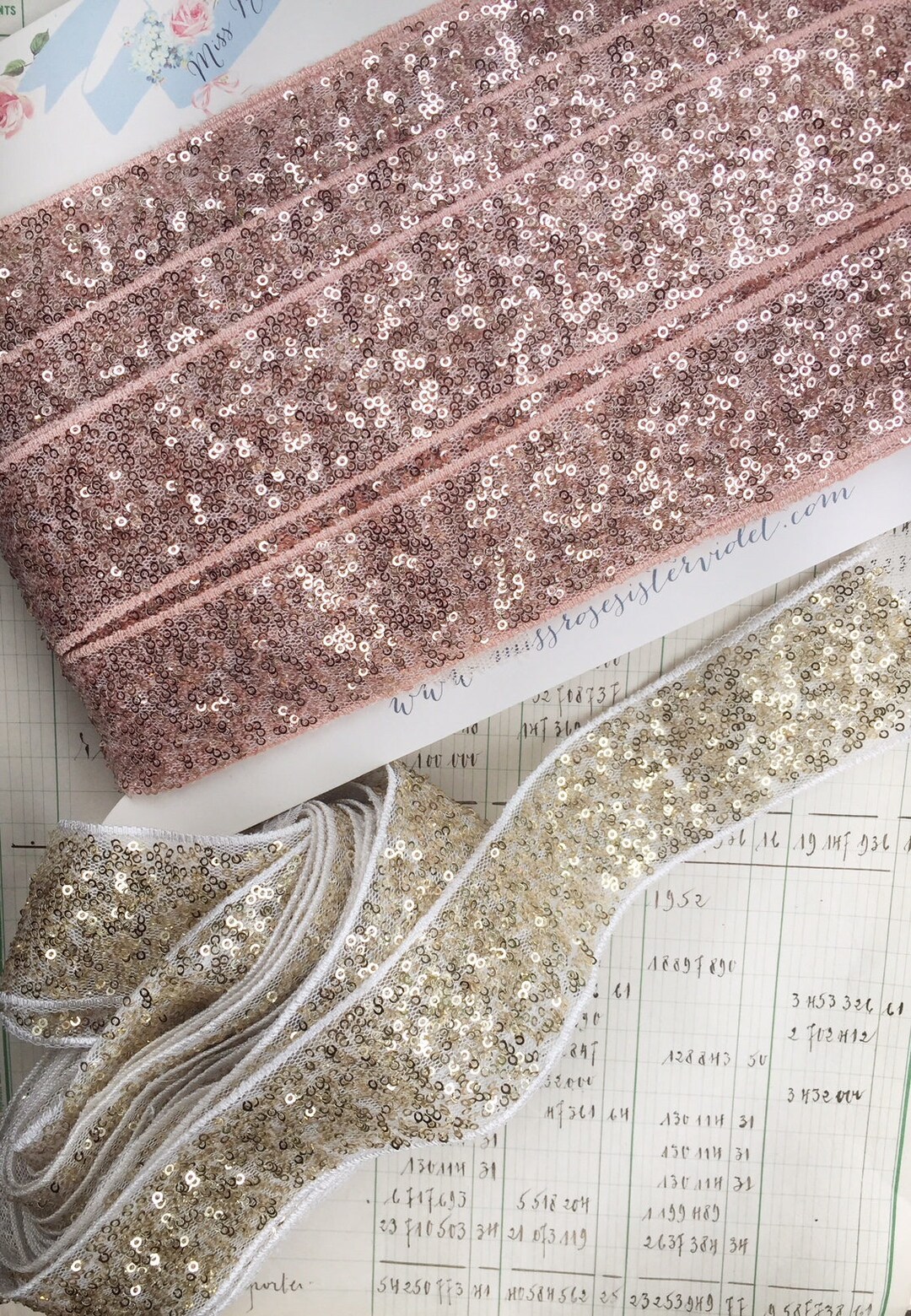 Sparkly Sequin Trim. Vintage Haberdashery Sequin Trim. Scrapbooking