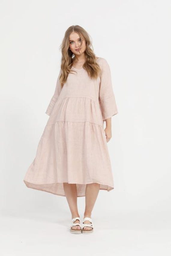 chinese dress ladies Estelle Button Down Linen Dress – Gaâla main image 1