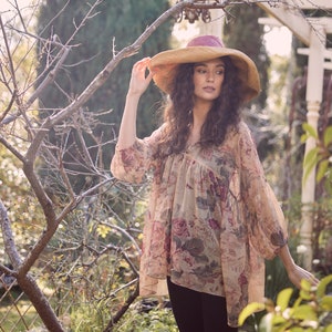 Ariel Chiffon floral top in Antique Rose. Flowy floral blouse. image 6