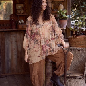 Ariel Chiffon floral top in Antique Rose. Flowy floral blouse. image 3