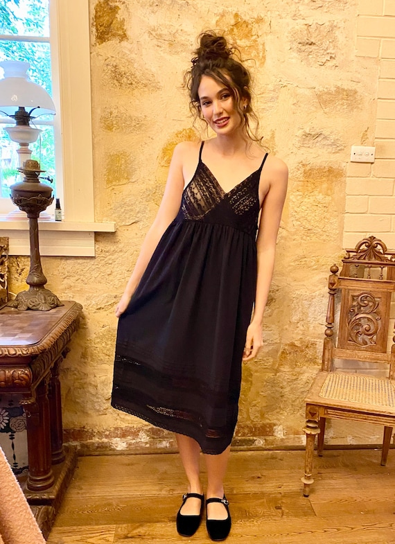 cotton lace slip dress Bohemian Slip lace dress in cotton voile