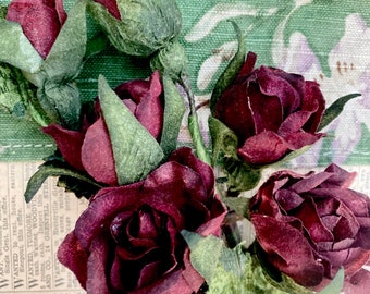 Bouquet di rose di carta vintage. mazzolino di rose perfetto per tutti i progetti artigianali