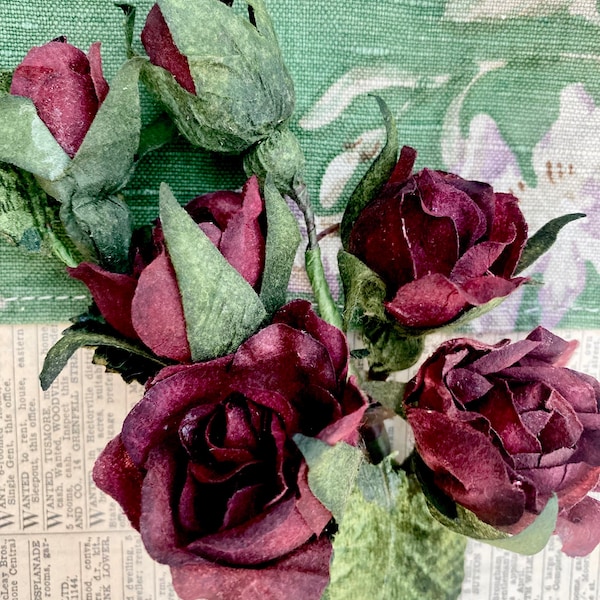 Vintage paper rose posy . rose posy perfect for all craft projects