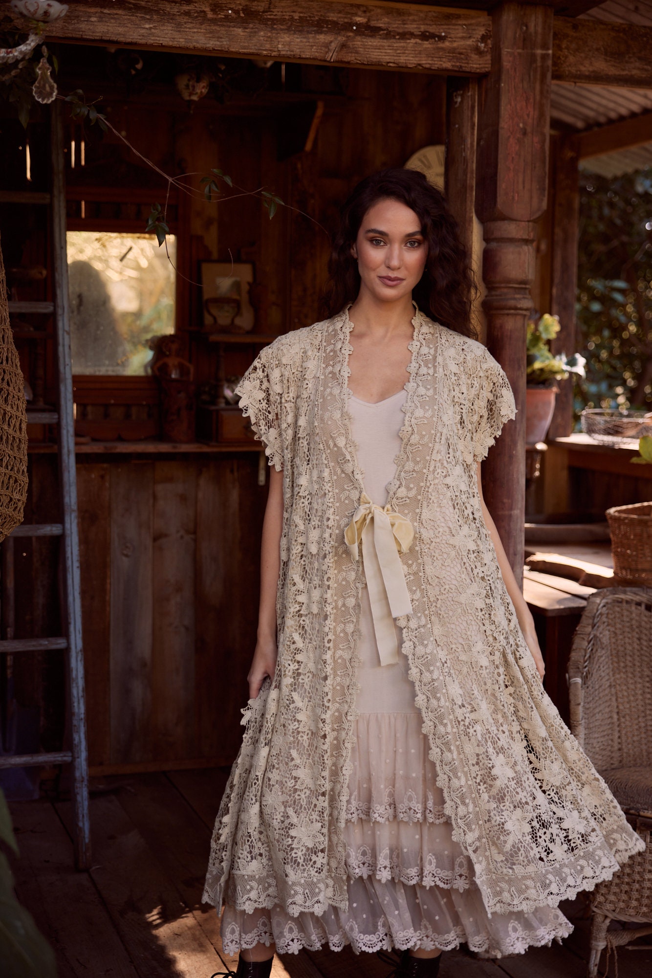 Empress Vintage Lace Coat. Vintage Lace Duster . Long Vintage Lace