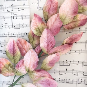 millinery leaf. velvet leaf spray. flower crown. millinery supply. vintage millinery. velvet leaf spray pink