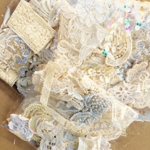 Spitzen und Pailletten Verzierungspackung. Hochzeit Spitzenverzierungspaket.