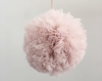 tulle pom poms, medium. pom poms for nursery decor. wedding decor. baby shower pom poms. Party Pom poms