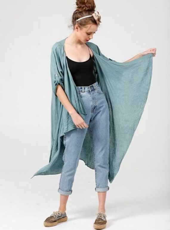 De Plumero de Chaqueta larga de lino en verde - Etsy España