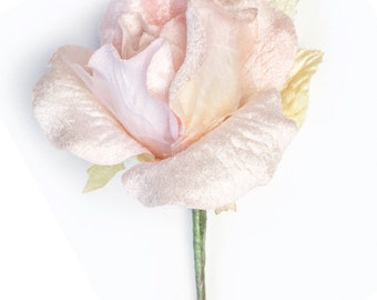 Velvet rose . Millinery rose . Pale pink velvet rose