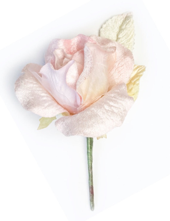 Velvet rose . Millinery rose . Pale pink velvet rose