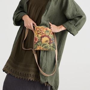 Kestrel Linen Crossbody Bag | Spring Rose Bouquet Kestrel Linen Crossbody Bag | Spring Rose Bouquet