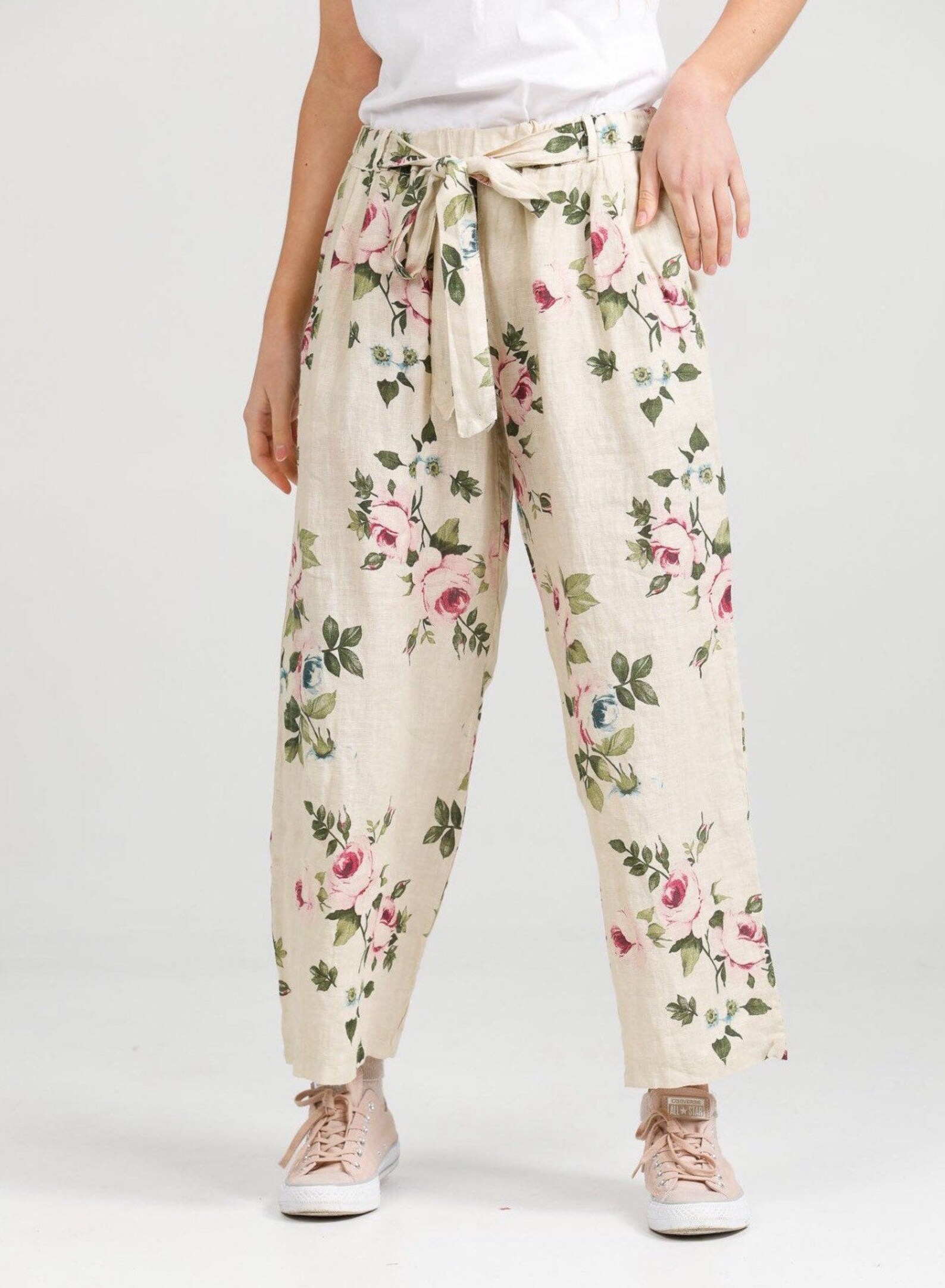 Linen trousers . Floral linen pants . Floral Eva pants by Miss Etsy