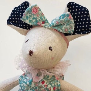 Mouse toy handmade using pretty vintage florals . First birthday gift . Christening gift