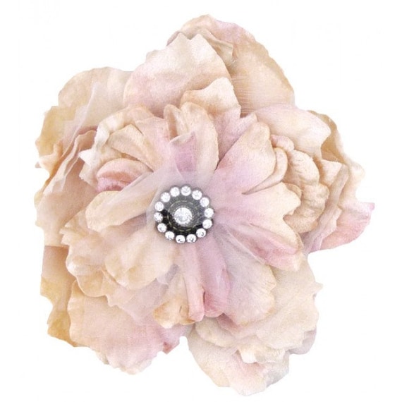Delicate Vintage Velvet Floral Hair Piece Velvet Flower Clip: Vintage Millinery Rose Brooch, Hair  main image 2
