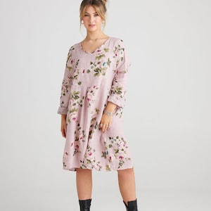 Amelia Floral linen dress. romantic vintage floral dress. antique rose floral linen dress.