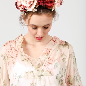 velvet flower crown. bridal crown. flower headband. vintage millinery . Velvet flowers . flower girl crown. bridesmaid hair accessory. image 6
