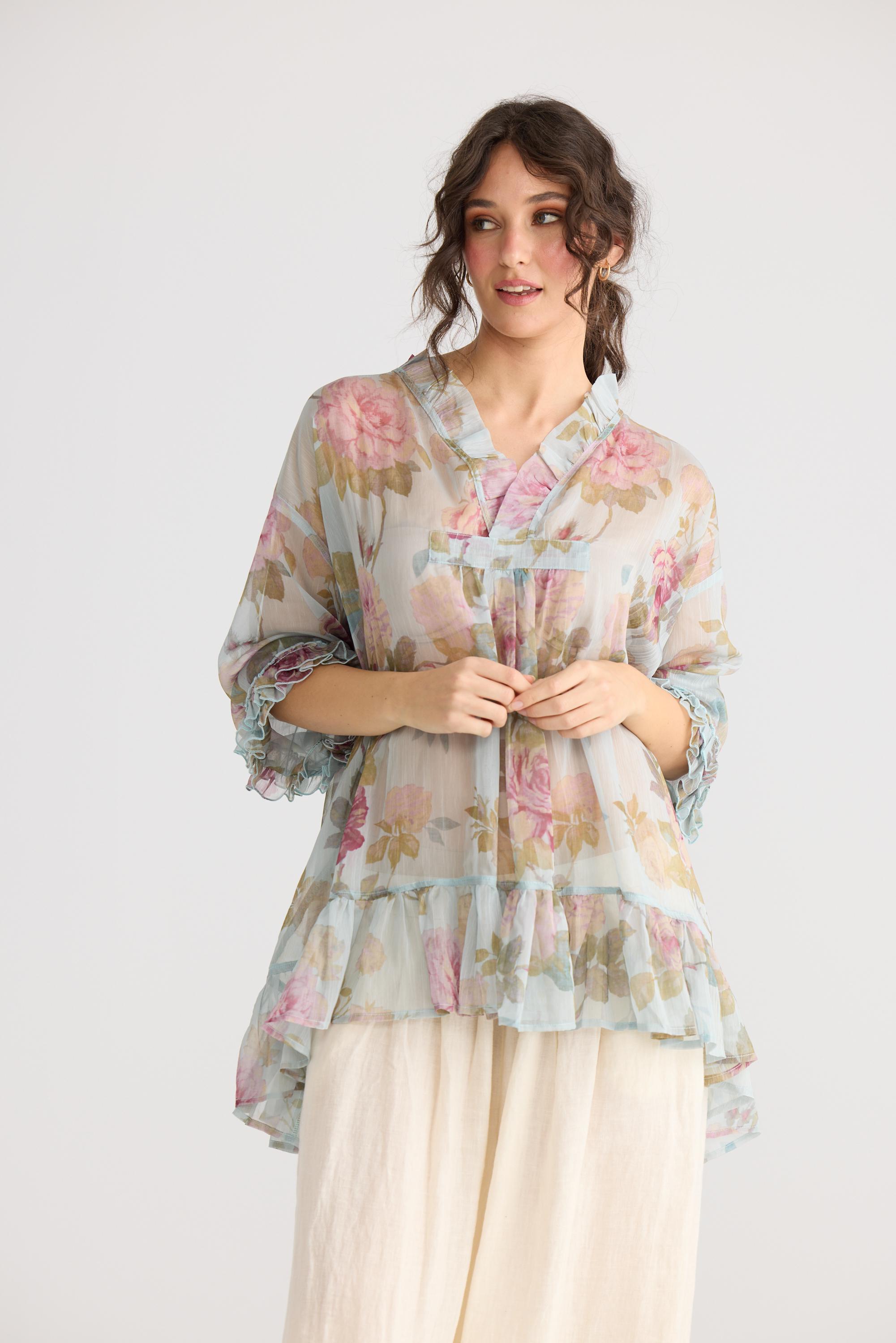 Chiffon Rose Top: Floaty Floral Blouse, Petite to Plus Size - Etsy 