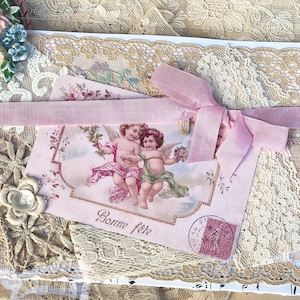 Exquisite antike Spitzen- und Ephemera-Sammlung alter Spitzen für Mischtechnik, Journaling, Slow Stitching, Nähen und Handwerk. Engel und Spitzen