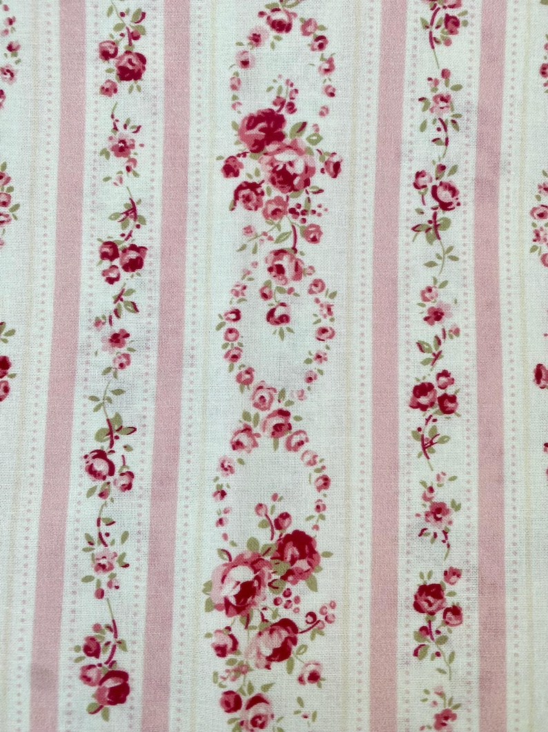 Raspberry Red Vintage Rose Posy Stripe Suitable for All Sewing and ...