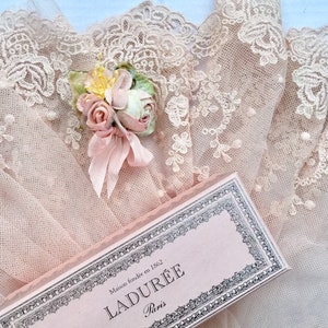 Marie Antoinette Pink vintage lace. hand dyed aged lace.