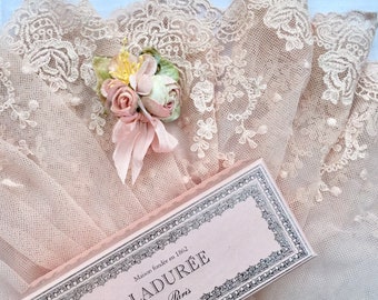 Marie Antoinette Pink vintage lace. hand dyed aged lace.