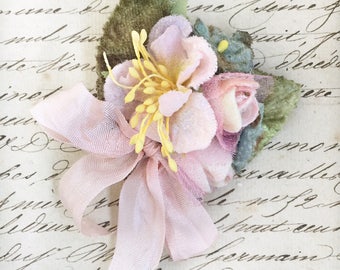 Velvet flower clip . Millinery flower clip . Childs flower brooch . Velvet flower hair clip . Flower brooch . Flower shoe accessory clip