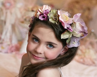 velvet flower crown. velvet flower headband. flower girl headband. girls flower crown. girls flower headband. velvet flowers.