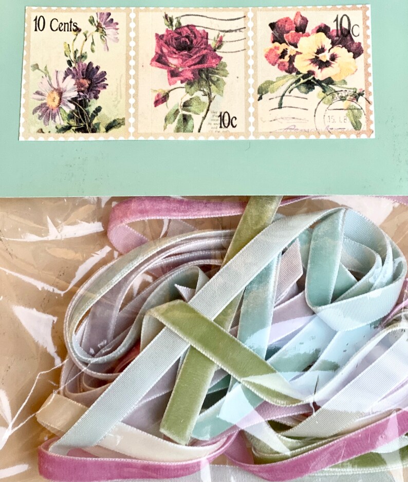 Collage With Ribbons Vintage Ribbon Collection of 5 Different Velvet Ribbons for Collage ...