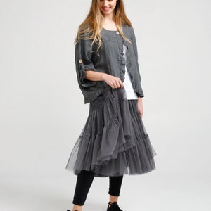 Tulle tutu skirt . Womans tulle tutu skirt . Grey tulle skirt .