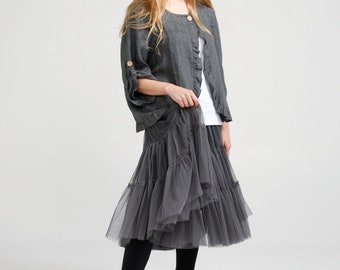 Tulle tutu skirt . Womans tulle tutu skirt . Grey tulle skirt .