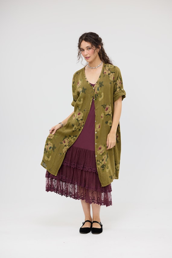 Linen Abigail Floral Shirt- Dress . Linen Abigail Coat Dress by Miss Rose Sister Violet . Linen Dress in Italian Floral Linen Avocado Green. Linen Abigail Floral Shirt- Dress . Linen Abigail Coat Dress by Miss Rose Sister Violet . Linen Dress in Italian Floral Linen Avocado Green.